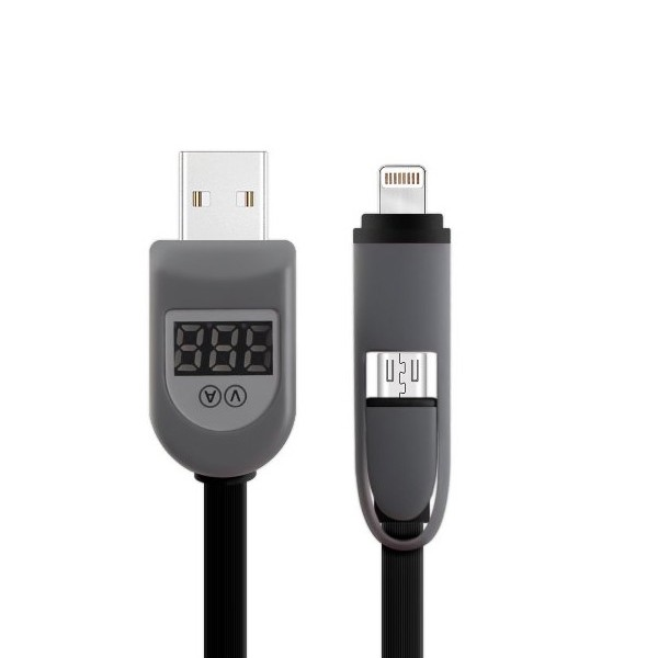 Smart Display Lightning &amp; Micro USB Data Cable with Voltage &amp; Current