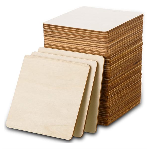 80 Pcs Unfinished Wood Pieces 4x4Inch Blank Wood Squares