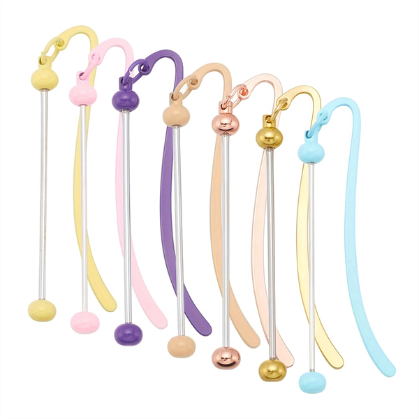 7pc DIY Beadable Bookmarks Bulk,Beadable Bookmarks Pendant Bar