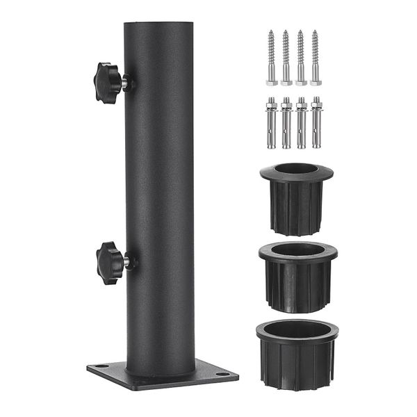 Outdoor Deck Umbrella Stand Adjustable Umbrella Mount Holder with Sleeves