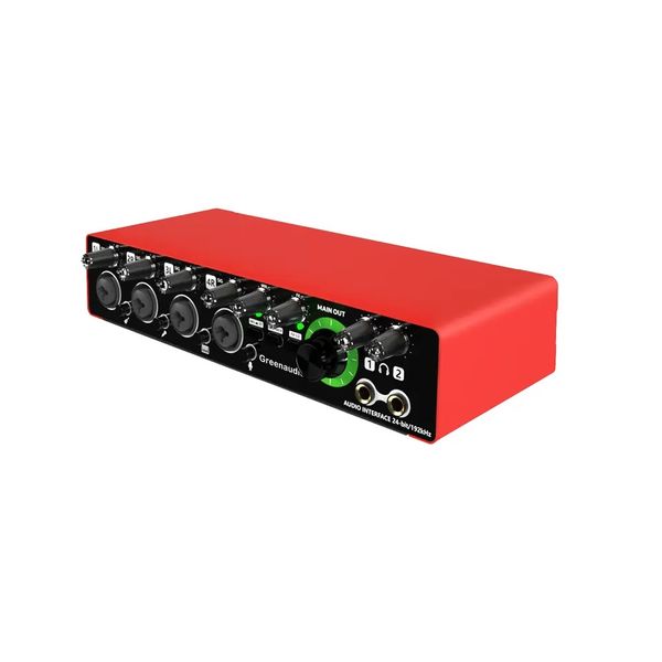 Greenaudio 24bit 192kHz Recording Audio Interface 4 in 4 (Red)