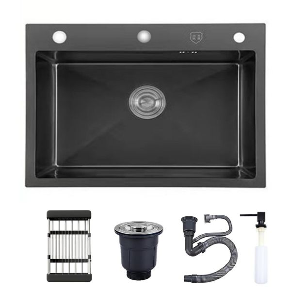 Black Kitchen Sink, Stainless Steel Single Bowl Sink, Drop In Sink