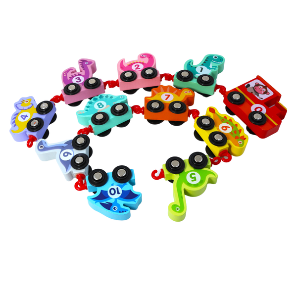 Educational Wooden Colorful Dinosaur Number Train Set Toys for Kids