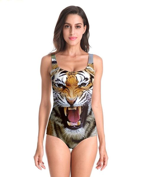 Lady's 3D Printed One Pieces Swimsuit - Tiger