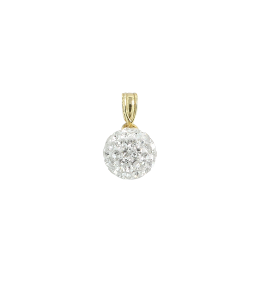 Art Jewellers - 925 Sterling Silver - Gold Plated Crystal Glitter Ball Pendant