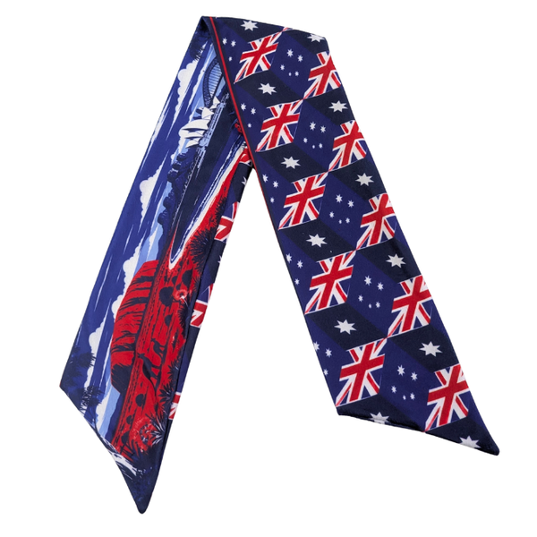 Tribe Afrique Australia Landcape &amp; Flag Double-Sided Polyfleece Scarf