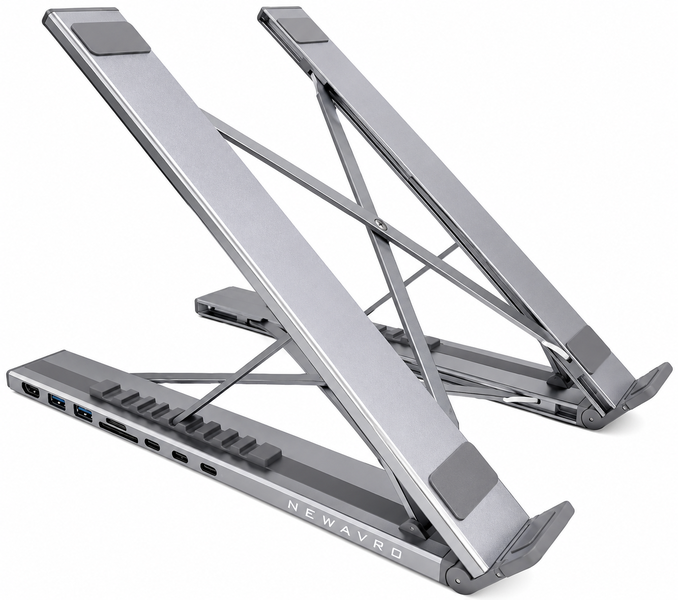 Newavro Aluminum Laptop Stand with Docking Station 8 in 1 USB C Hub
