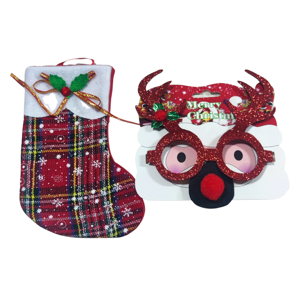 Christmas Essentials - Christmas Glasses &amp; Stocking Set C1