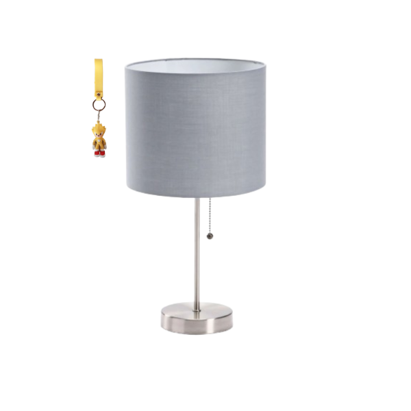 Small Bedside Lamp with Pull Silver Chain with Key Holder