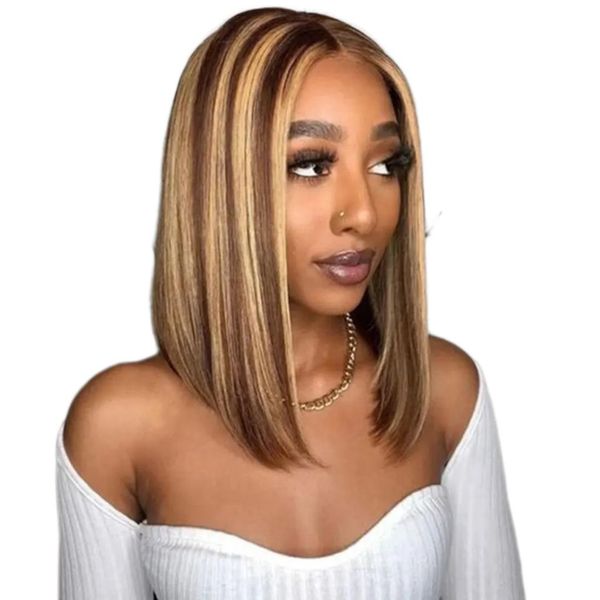 Glueless Brazilian 100% Human Hair Wig 12 inch / 30 cm Piano Gold