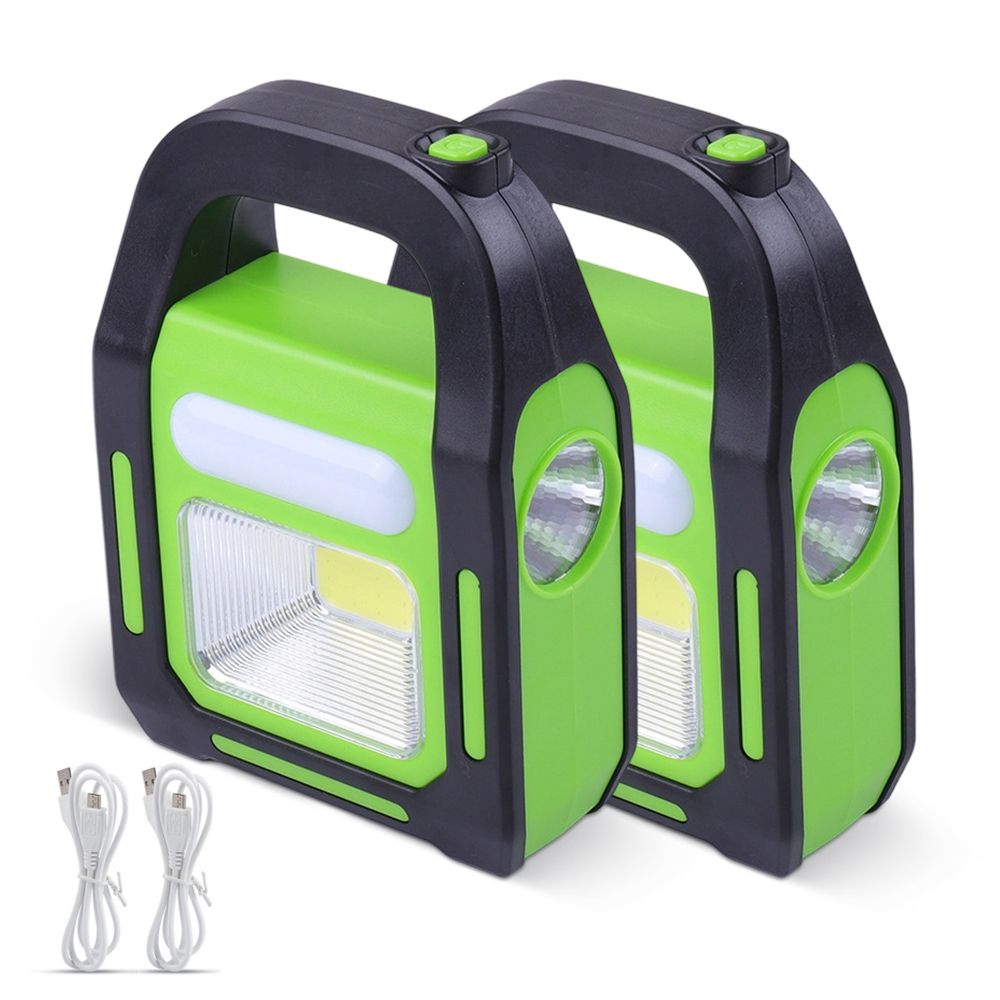 2 Pack 3 in 1 Solar Lantern Camping USB Rechargeable LED Lantern Flashlight
