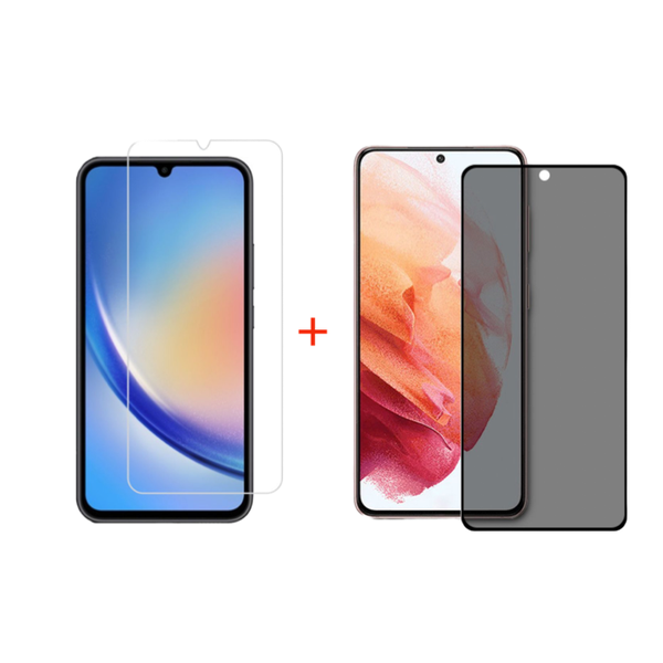 2-in-1 Screen Protector Compatible with Samsung Galaxy A14 (9H + Privacy)