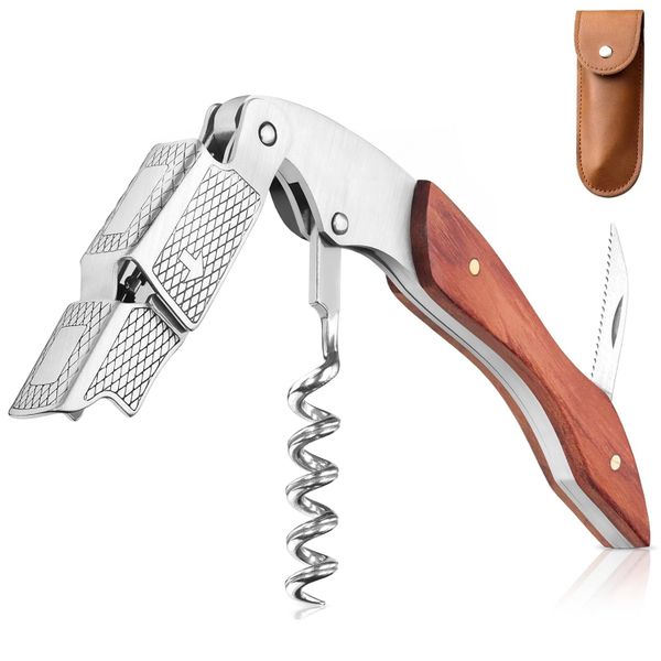 QYNIAL All-In-One Corkscrew with Foil Cutter &amp; Cap Remover - Rosewood