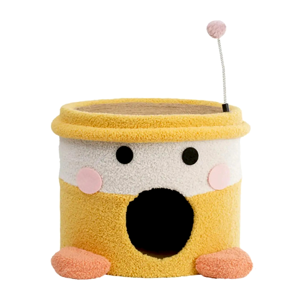 UrbanPets - Cat Pet House and Scratch Pad Bowl Interactive Fleece Ball Toy