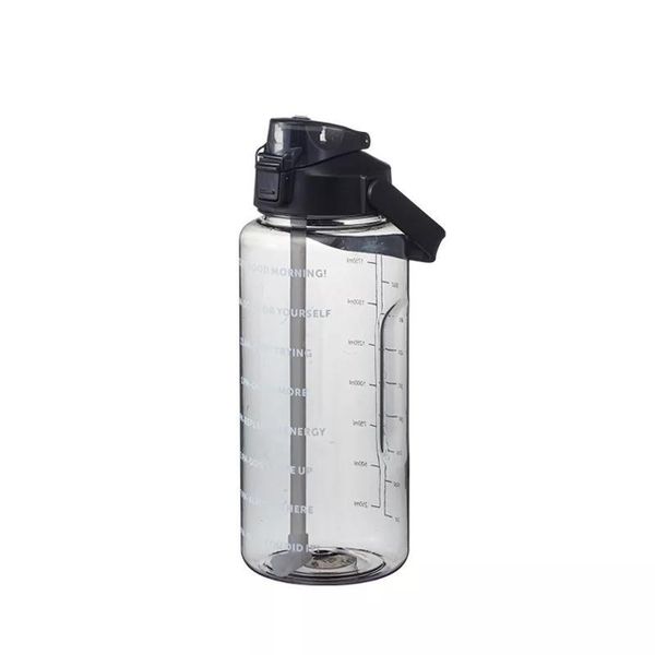 2L Clear BPA-Free Motivational Large Capacity Water Bottle Blue + Stickers