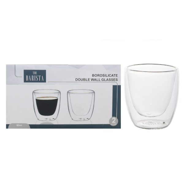 The Barista Double Wall Borosilicate 80ml Glasses - 2 Pack
