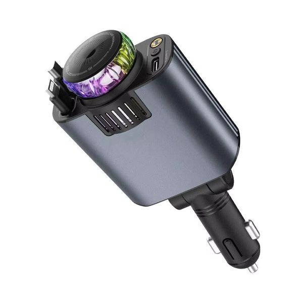Starlight Retractable Car USB Charger &amp; Air Freshener 66W RGB Ambient Light