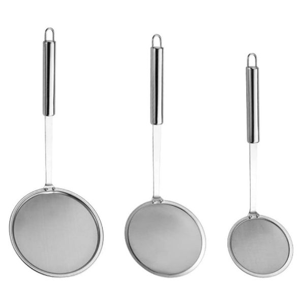 A Set Of 3 Filter Spoons, Stainless Steel, Silver