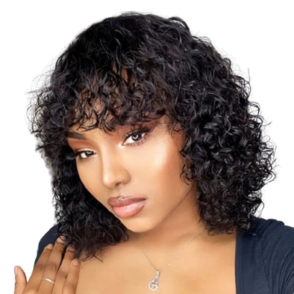 Brazilian Curly fringe Wig, Bob Cut Fringe Wig.