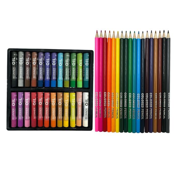 24 PackPremium Oil Pastels + 18 Pack Coloured Pencils Art Set