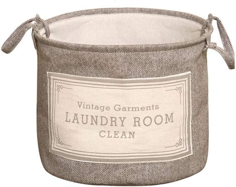 Storage Basket Cloth Barrel Hamper With Folding Handles - 33cm x 40cm