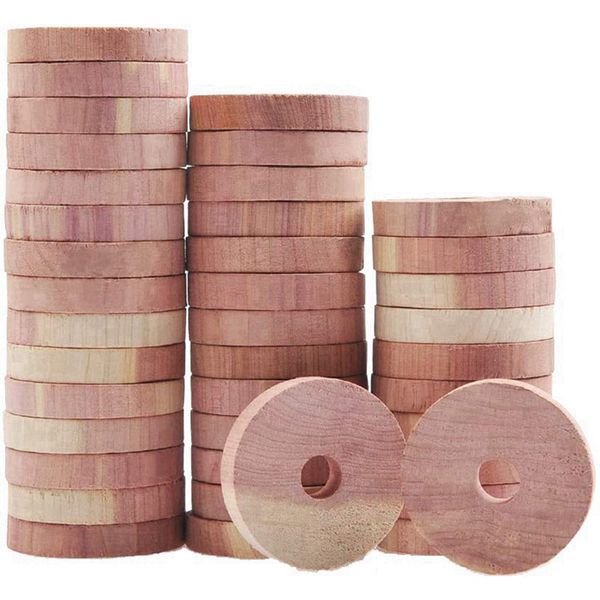 40 Packs Natural Cedar Wooden Rings For Hangers Closet Storage