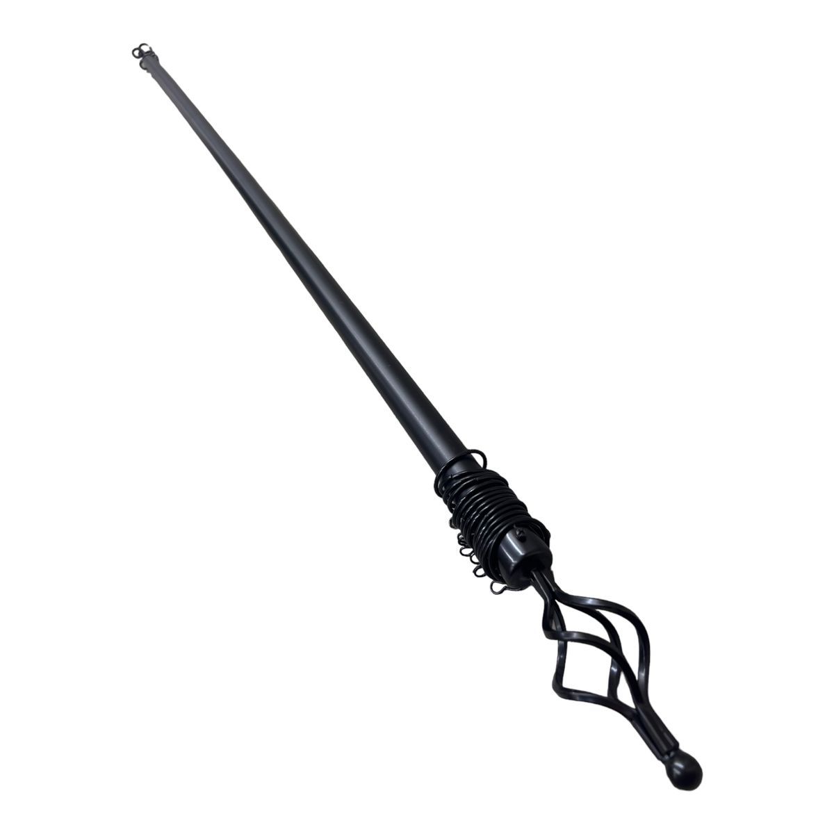 Black Expandable Curtain Single Rod with Twisted Cage Finial 4m