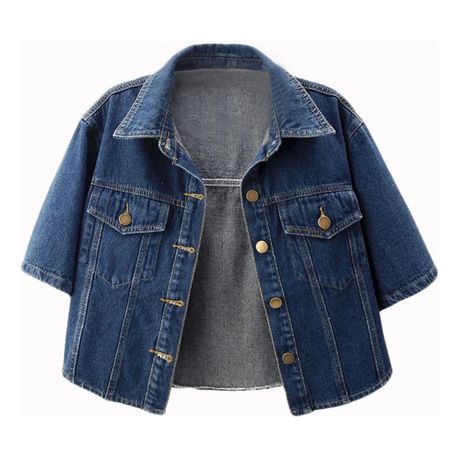 Versatile Women's Short-Sleeve Denim Coat