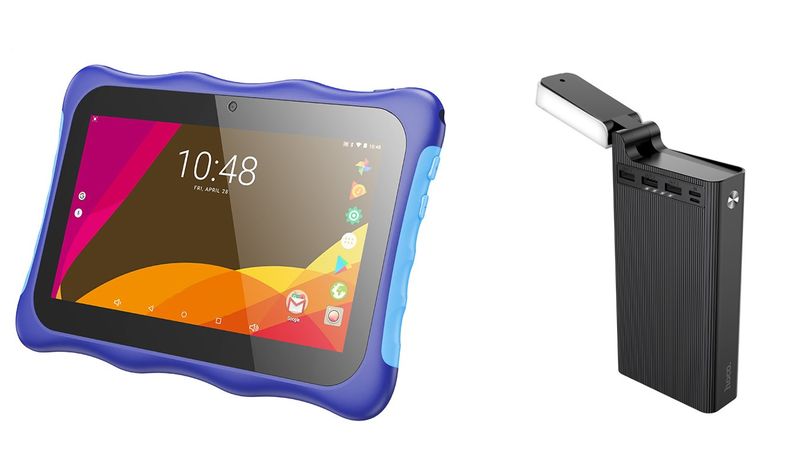 Hoco. A9 Blue Wi-Fi Kids Android Tablet &amp; J62 Lamp Powerbank Combo