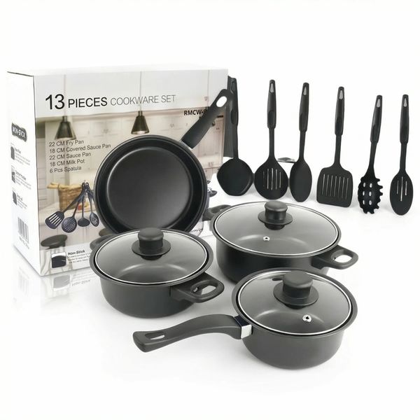 13-Piece Non-Stick Cookware Set with Lids - Pots, Pans &amp; Utensils