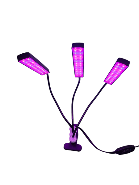 LED Flexible Growing Light With 3 Adjustable Heads with 2 in 1 stand.