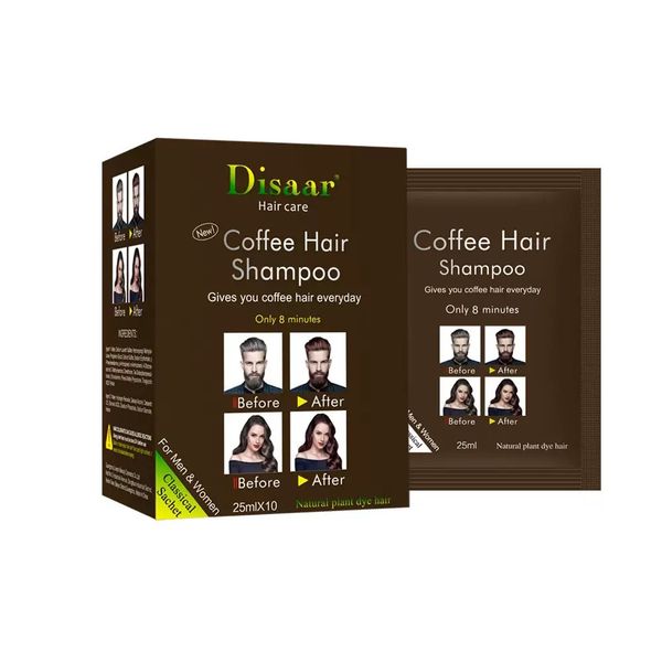 Disaar Coffee Hair Shampoo 10 Pieces Instant Hair Dye Black Colour 250ml