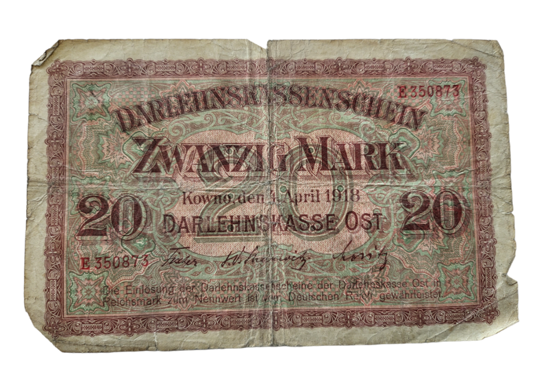 1918 Germany 20 Mark Note Darlehnskasse Ost