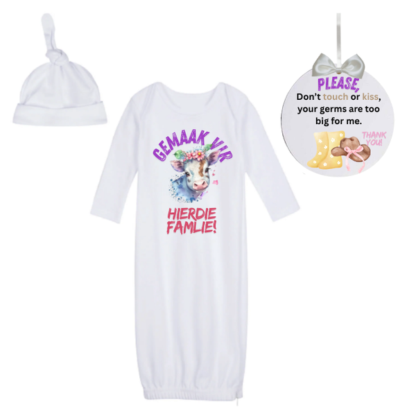 Newborn Going Home Outfit -Sleeping bag &amp; 'No kiss sign'-Boere Meisie