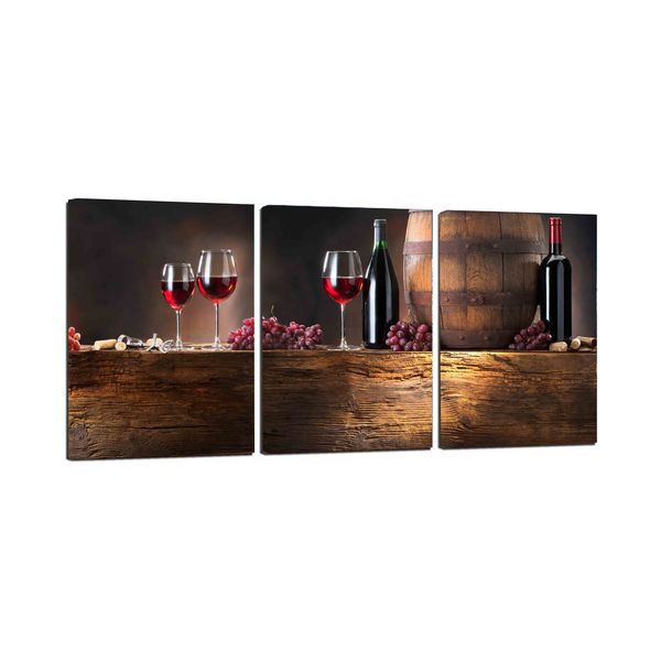 Red Wine Barrel 3 Pcs Sets A2s Home Decor Printed Wall Canvas