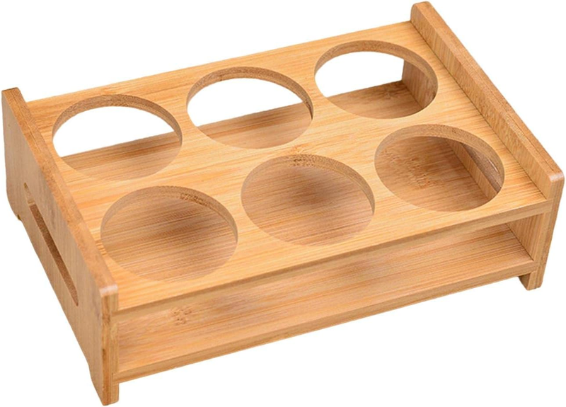 6-Hole Bamboo Glass Holder and Serving Tray, Spice Storage