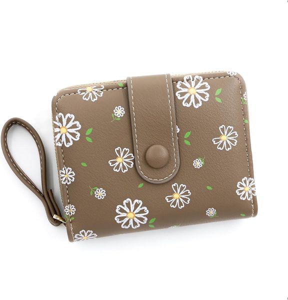 Short Women's Wallet Multiple Card Slots Buckle Wallet Brown