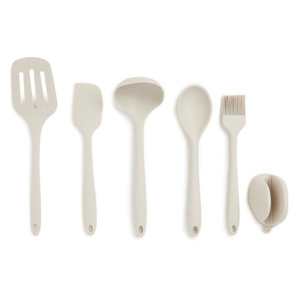 George &amp; Mason - Silicone 6 Piece Kitchen Utensil Set - Ecru