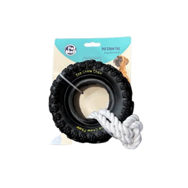Pet Mall Pet Dog Chew Tyre With Rope (Small) - 1 Pack