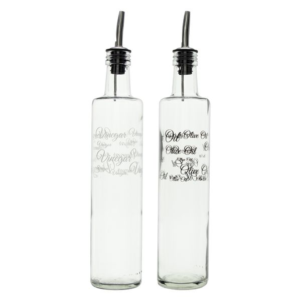 Consol Round Olive Oil &amp; Vinegar Bottle With Pourer Printed 500Ml, 2 Pack