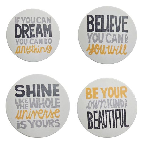 Positivity Ceramic Coasters with Acrylic Holder - UG's - 4-Piece