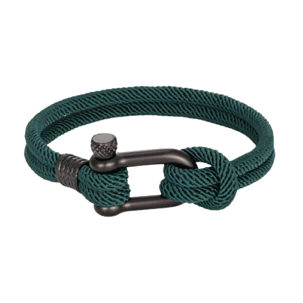 YALLI Men /Women Nylon Nautical Rope Bracelet Green &amp; Black Clasp