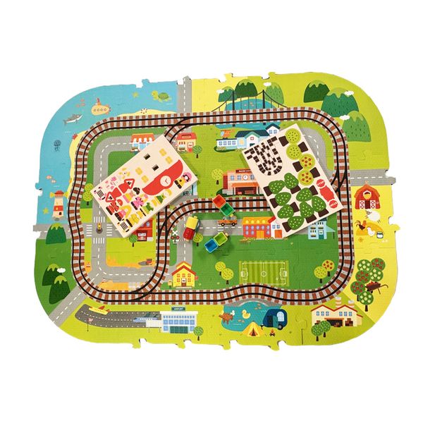 Outings in Spring Track Puzzle Mat with Train Set