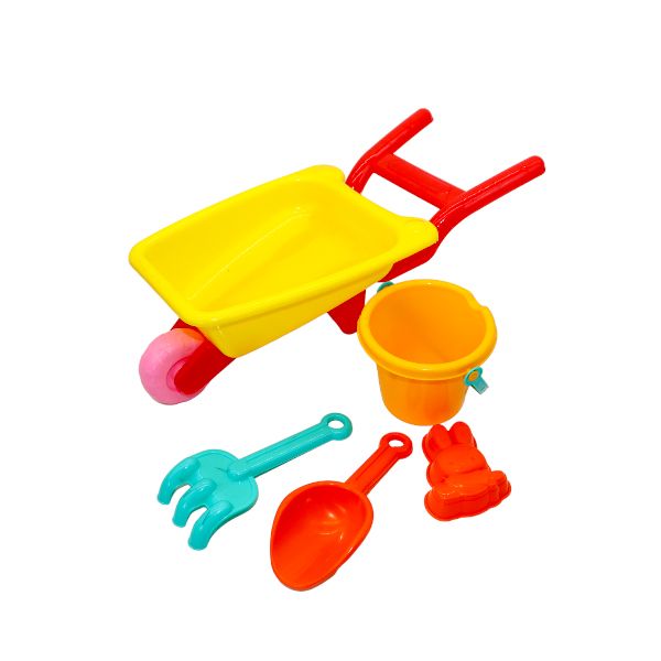 Beach Toys - Kids Beach Wheelbarrow Playset With Accessories - 5 Piece