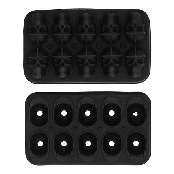 Black Skull Ice Cube Mold For Halloween - 10 Grid