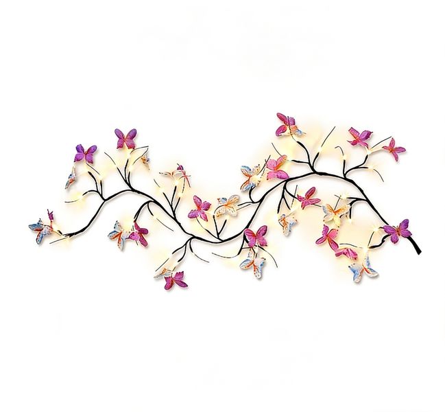 Purple Butterfly Willow Vine Lights - 48 LED 1.2m Branch Decor with Remote