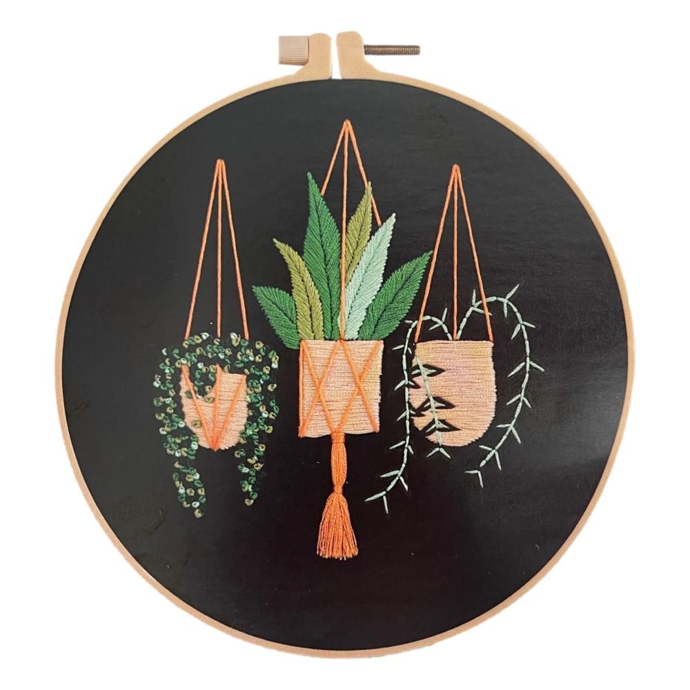 Embroidery Kit Greens in Orange Hanging Planters Shop Today. Get it
