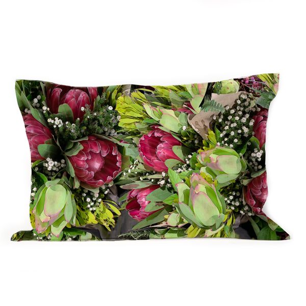 Fynbos Protea Throw Pillow with Feather Inner