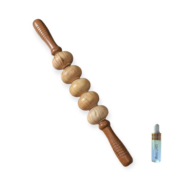Wooden Massage Roller - Madero Therapy + Mini Beau Labs Oil