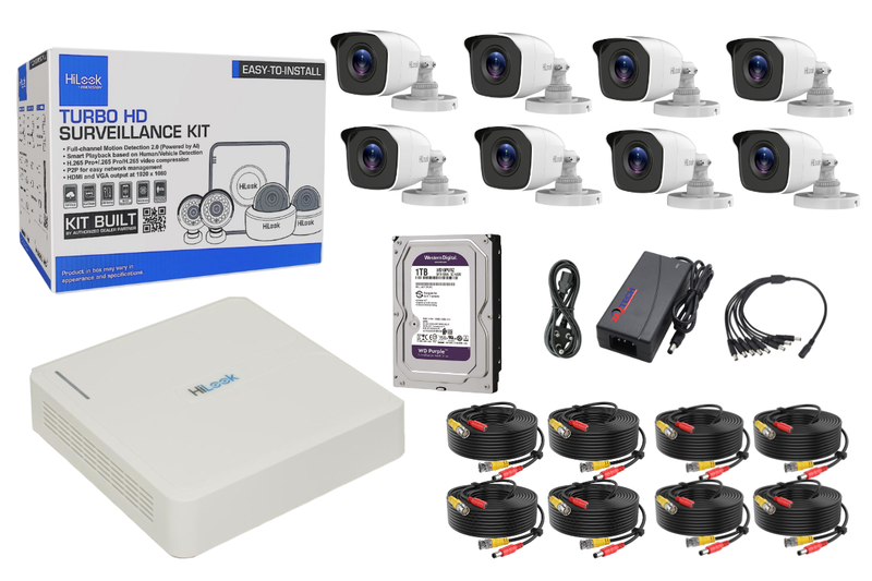 HiLook 8CH 2MP CCTV Kit - 1TB HDD with Zatech Ready-made Cables